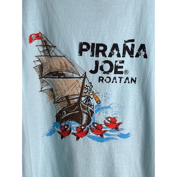 Pirana Joe Roatan Tank Top Light Blue Pirate Ship Graphic Men's XXL - Picture 5 of 10